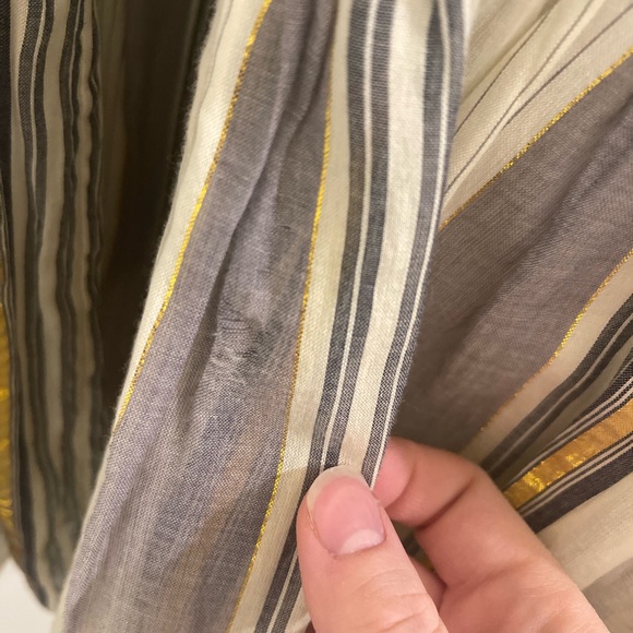 Banana Republic Zephyr Midi Skirt Gauzy Cream Gold Striped Midi Skirt - Picture 5 of 10